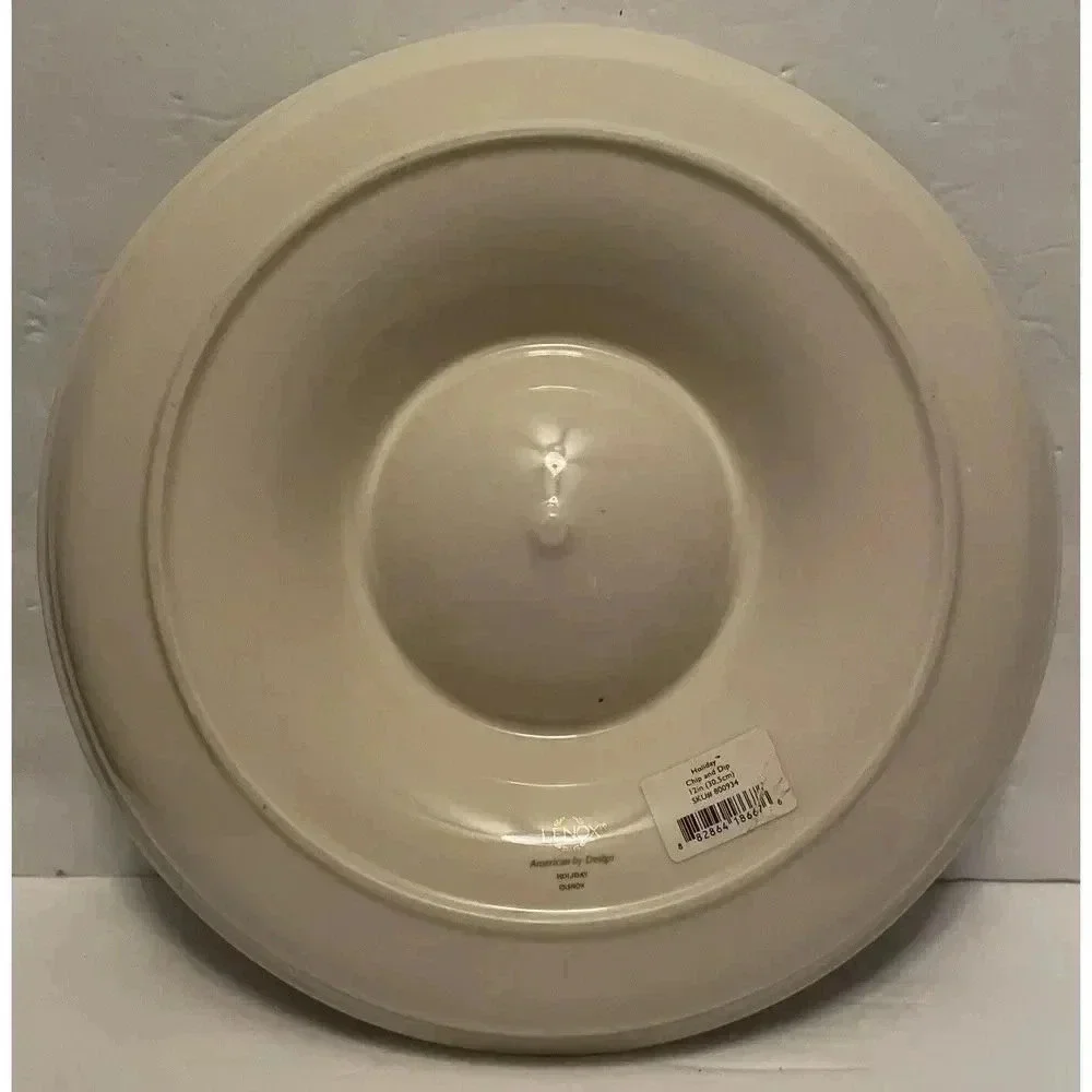 Lenox Dimension Holiday Collection Chip & Dip Plate Holly Berry 12
